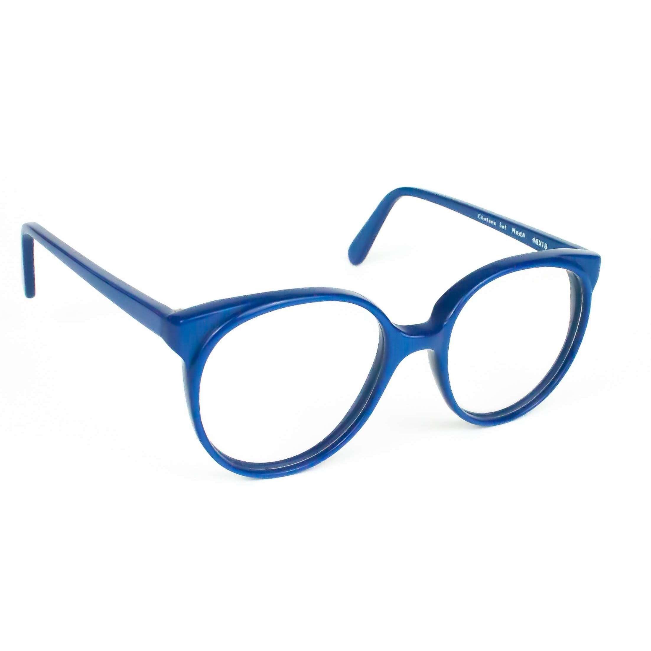 Michael Selcott Designs Model Chelsea Set Blue Round Glasses