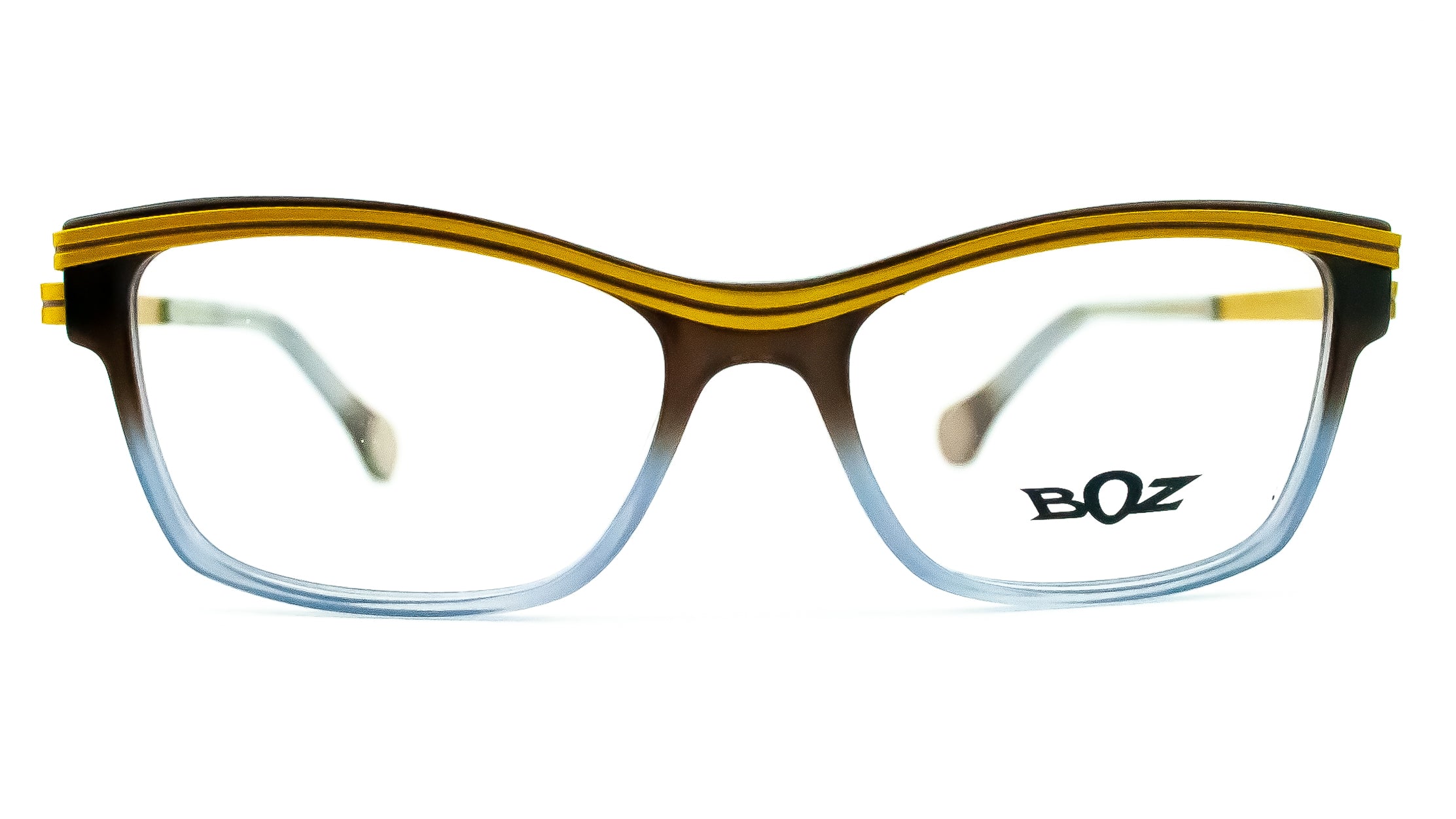 BOZ Woody Cat Eye Yellow and Grey Oval Glasses