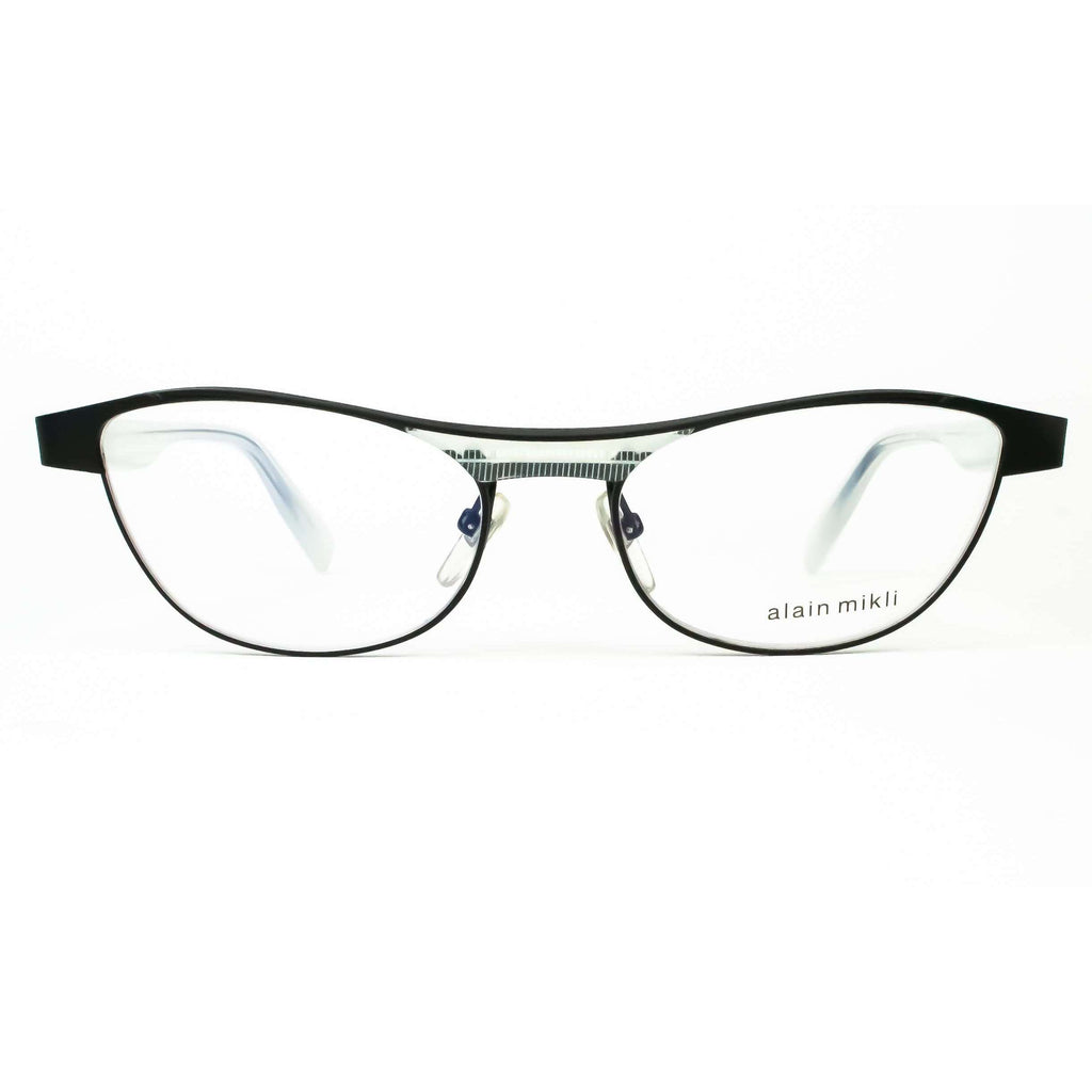 Alain Mikli Model AL1220 Black-Grey Oval Glasses